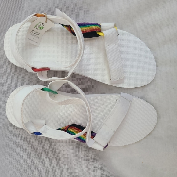Teva Men\'s Original Universal Pride Sandal in White/Rainbow Size 10